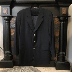 HERMES Men’s Navy Super 100s Blazer Size 44R